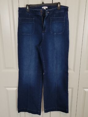 LC High Rise Blue Jeans with Front Patch Pockets